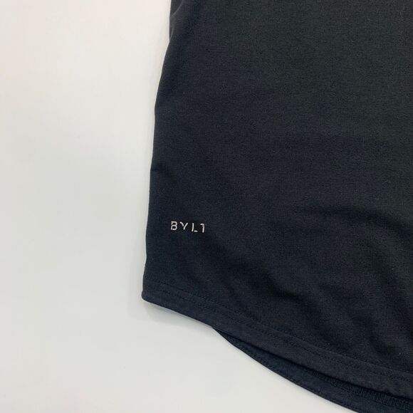 BYLT Shirt Men L Large Black Drop Cut Short Sleeve Crew Neck Muscle Athletic Fit - Picture 3 of 12